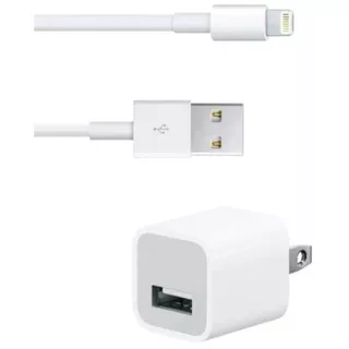 Cargador Cubo + Cable Compatible iPhone 5 Se 6 6+ 6s 7 8 5w