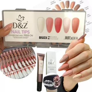 Unha Soft Gel Postiças Ultra Natural Cores Nude Gel X + Cola