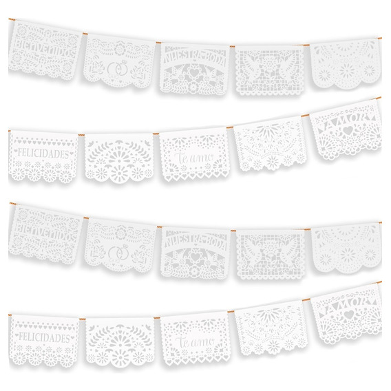 Papel Picado - Enramada Papel Boda Blanco