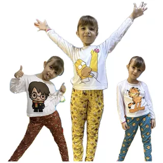 Pijama Largo Unisex Niños Tematico  Modal Varios Modelos