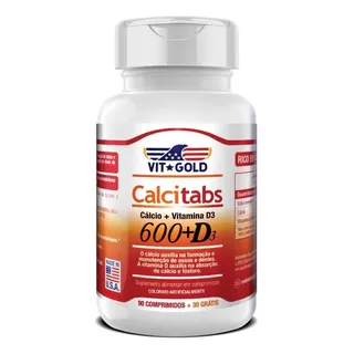 Calcitabs - Cálcio 600 Mg + Vitamina D3 Vitgold Com 90 Comp.