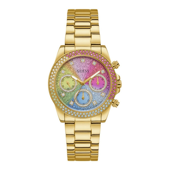 Reloj Guess Para Mujer Relojes Parejas De Dama Originales Color del bisel Dorado/Arcoiris