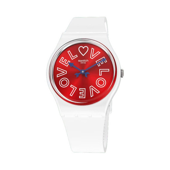 Reloj Swatch Purest Love Valentine's Day So28w109 Original Color de la malla Blanco Color del fondo Rojo