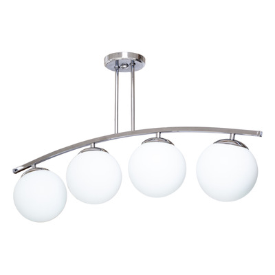 Plafon 4 Luces Barral Curvo Elyn Cromo Globo Opal 15cm E27