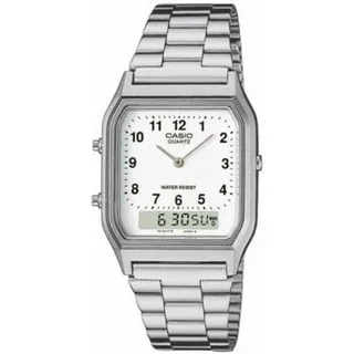 Relógio Casio Unissex Vintage Aq-230a-7bmq Cor Da Correia Prata