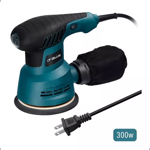 Lijadora profesional It-Blue Lixadeira orbital elétrica acampanha 5 lixas  300w saco coletor de pó profissional parede teto azul e preta azul turquesa  y negra 50Hz 300W 110V