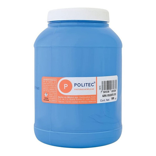 Pintura Acrilica Politec 1 Lt Acrilico Colores A Escoger Color Azul Celeste 313