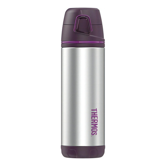 Termo Botella Acero 470 Ml Thermos Sist Antiderrame Liquidos Color Plateado/Morado