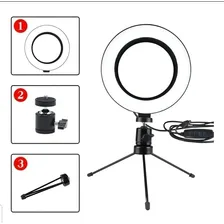 Luz Anel Led 16cm Hing Fill Light Usb Dimerizável 3 Cores Tz-16 127/220v Preto Branco-frio