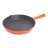 Sarten Fundición Hierro 26cm Parrilla Horno Color Naranja