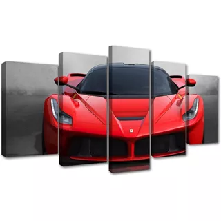 Set 5 Cuadros Decorativos Ferrari Rojo Lujo Premium 150x84 