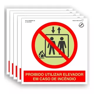 Kit 10 Placas Proibido Utilizar Elevador Em Caso De Incêndio