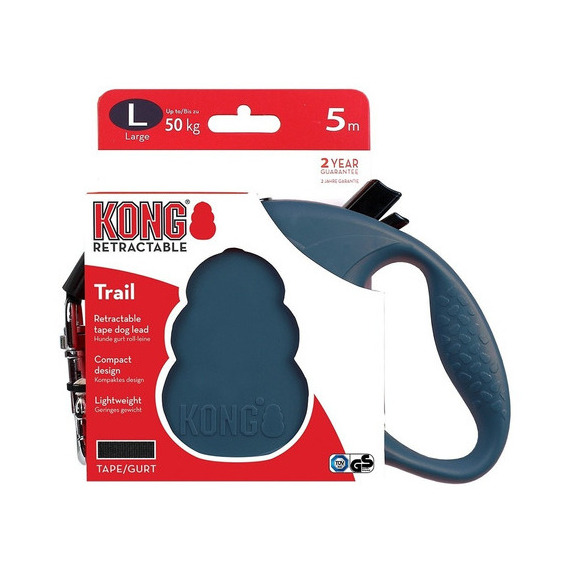 Guía retráctil para perros Kong Trail, tamaño grande, 50 kg, 5 metros, color azul