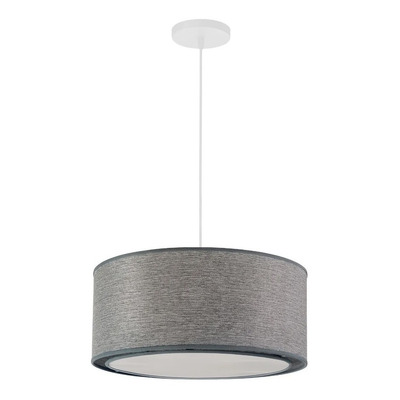 Colgante Pantalla Tela Griega Gris Apto Led Moderno 50cm 