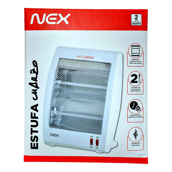 Estufa Calefactor Cuarzo Nex 2 Niveles Bajo Consumo 700w