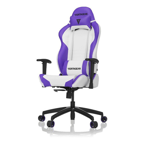 Silla de escritorio Vertagear SL2000 VG-SL2000 gamer ergonómica  blanca y púrpura con tapizado de cuero sintético