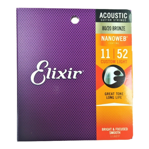  Elixir Nanoweb Cuerdas De Guitarra Acústica 11-52 Orig. Eeuu