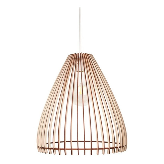 Lampara Colgante De Techo Nordica Madera 50cm. Diseño