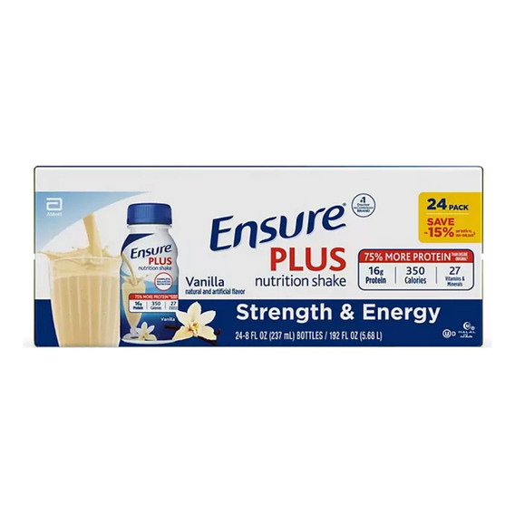 Ensure Plus Vainilla 16g Proteina 24botellas 237ml Importado