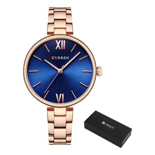 Reloj Curren De Cuarzo Inoxidable Para Mujer Color De La Correa Rose Blue
