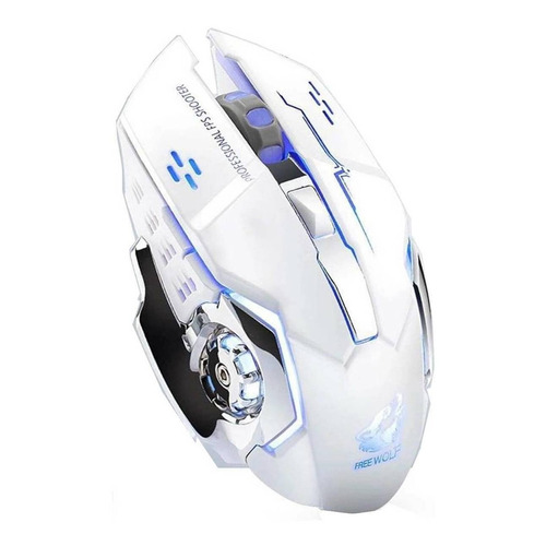 Mouse gamer de juego inalámbrico recargable Free Wolf  X8 white