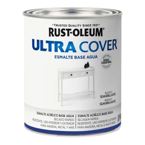 Pintura Multiuso Al Agua Semi Brillante Ultra Cover 946 Ml Color Blanco