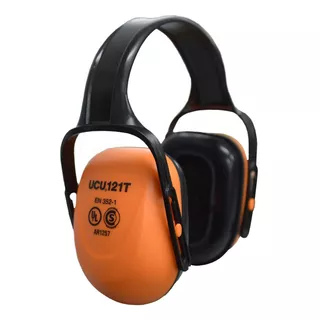 Protector auditivo de copa tipo vincha naranja fluo