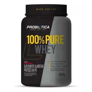 Suplemento Em Pó Probiótica  100% Pure Whey Proteínas 100% Pure Whey Sabor  Morango Em Pote De 900g