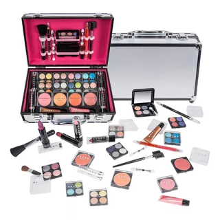 Kit De Maquillaje Profesional Todo En Uno Estuche Plateado