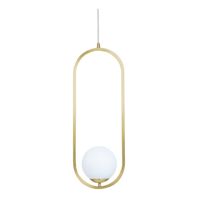 Colgante 1 Luz Marsella Oval Large Dorado Globo Opal E27  Dorado/opal