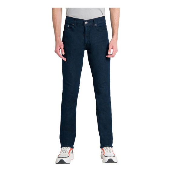 Jeans De Mezclilla Oggi Hombre Iron Slim Corte Recto Azul