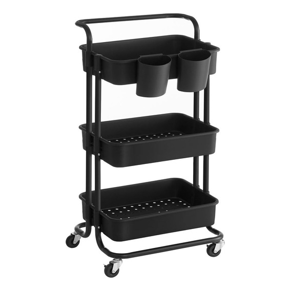 Mueble Auxiliar De Cocina Rolling, Negro