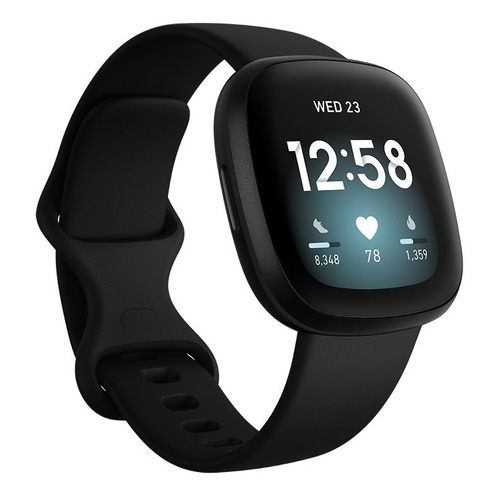 Smartwatch Fitbit Versa 3 1.58" caja de  aluminio anodizado  black aluminum, malla  black de  elastómero y aluminio anodizado FB511