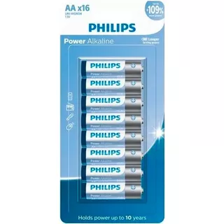 16 Pilhas Bateria Aa Pequena 2a Alcalina Philips 1 Cartela