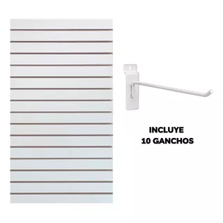 Panel Ranurado 60x122cm Blanco - Incluye 10 Ganchos - Tumin