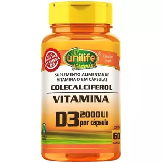 Vitamina D3 Colecalciferol 60 Caps - 1 X Dia 2000 Ui Unilife