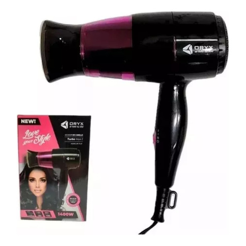 Secador De Cabello Oryx Turbo Max 1400w Plegable Compacto Color Negro