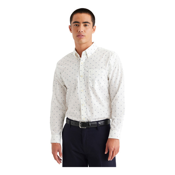 Camisa Hombre Stain Defender Classic Fit Blanco Dockers