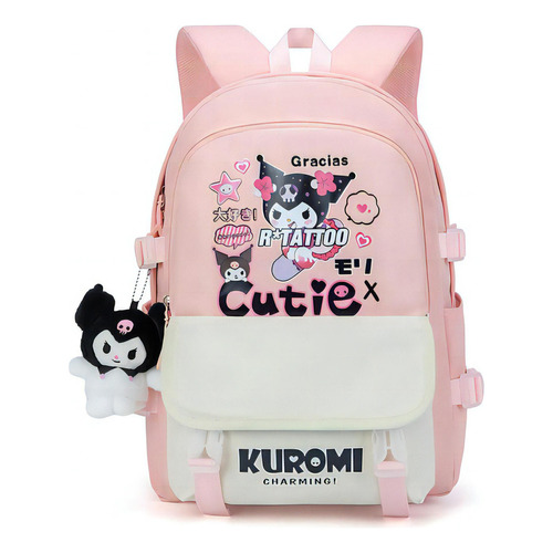 Mochila grande Kuromi para niñas de 3 a 6 grados, color rosa/grande