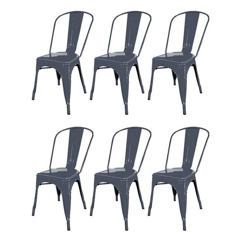 Silla de comedor DeSillas Tolix, estructura color gris azulado, 6 unidades