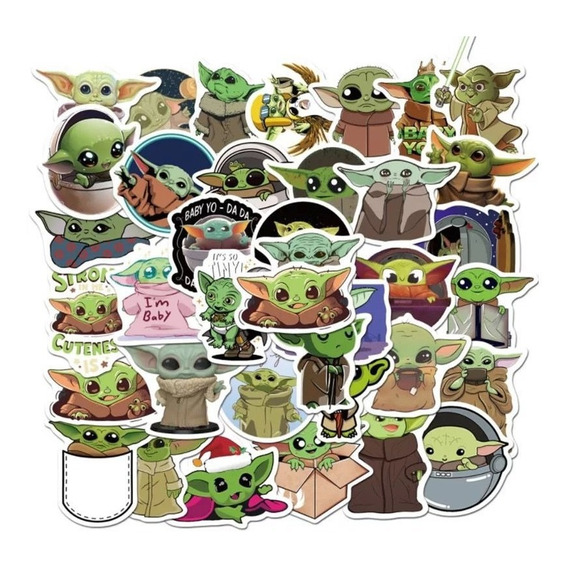 Set 50 Stickers Baby Yoda Grogu Decorativo Mandalorian
