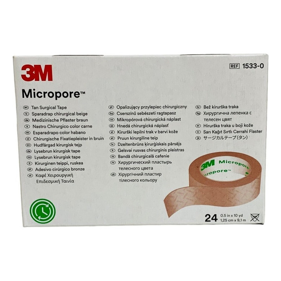 Cinta Micropore Piel 3m 1 Pulgada 1.25cm C/24 Rollos 1533-0