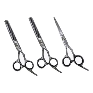 Kit 3 Tijeras Peluquería Corte Navaja Entresacar Y Pulir 7