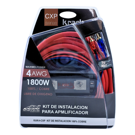 Kit De Instalacion Amplificador Cal 4 Krack 100% Cobre 1800w