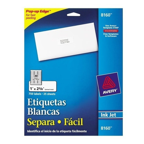 Etiquetas Separa Facil Blancas Avery 2.5x6.7 Cm 1 Paquete