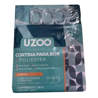 Cortina Box Poliéster Antimofo Geométrica 198cmx180cm