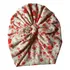 Gorro De Bebe Turbante Algodon Crema Y Rojo 3 A 12 Meses Floreado
