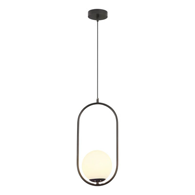  Colgante 1 Luz Marsella Oval Negro Globo Opal Apto Led Ld Negro