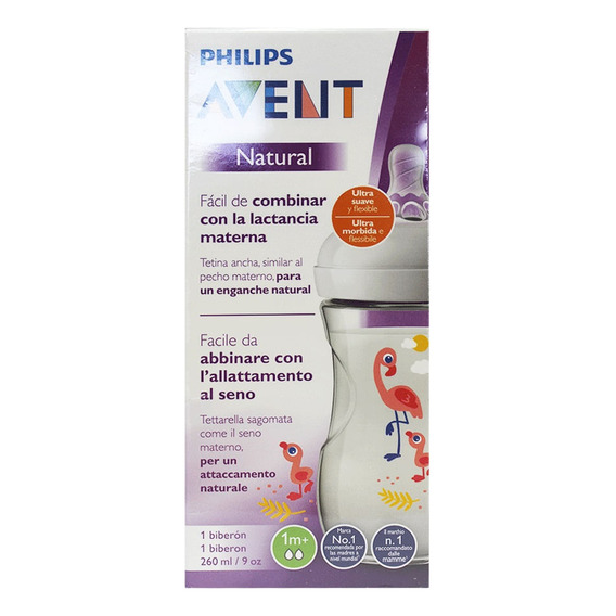 Biberon Avent Natural Flamingo 1mes 260ml 9oz