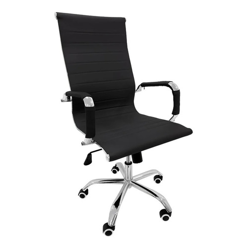 Silla de escritorio TodaTuCasa ejecutivo ergonómica  negra con tapizado de cuero sintético